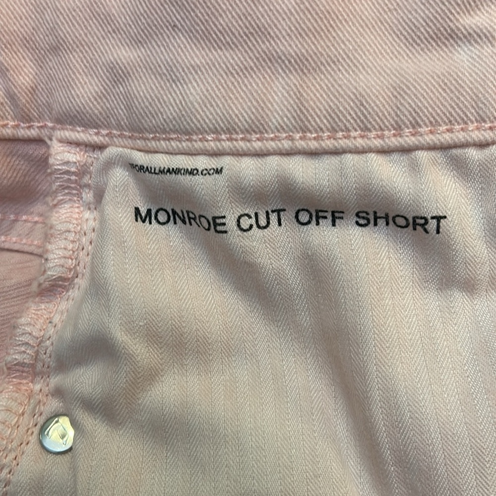 7 For All Mankind Monroe Pink Tie- DyeHigh Rise Jean Cut Off Shorts Size 26 - Picture 4 of 9